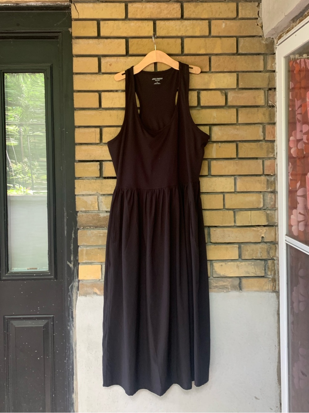 Joe Fresh Active On The Go Black Tank Racer Back Midi Dress Size 1X EUC